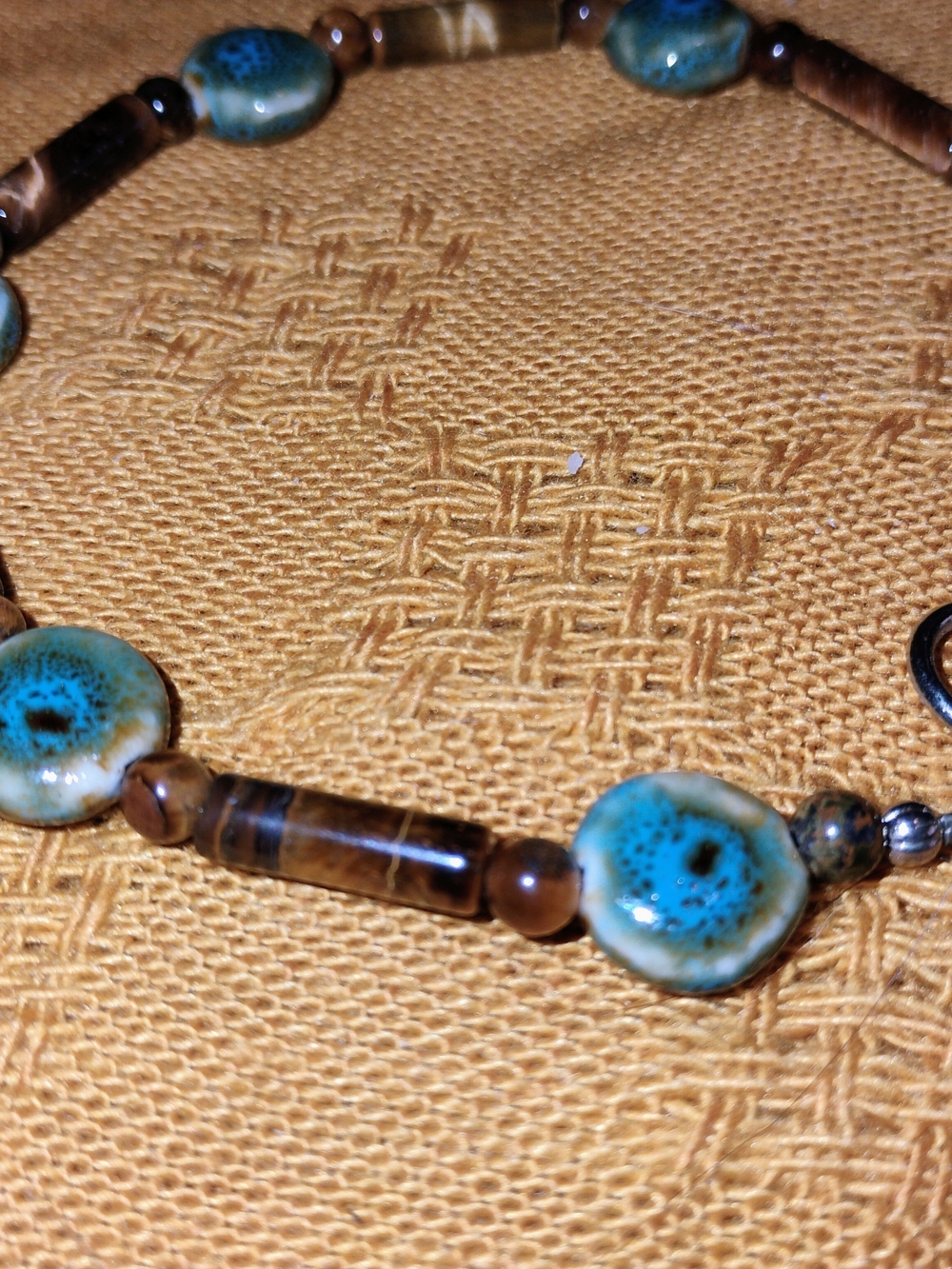 Handmade Green/Blue Stone Beaded Necklace And Jewelry Set. Boho Artisan Jewelry - Picture 7 of 15